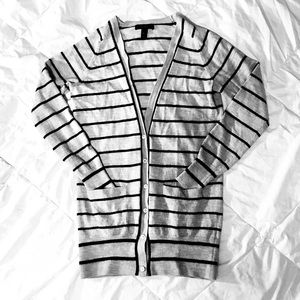 J Crew Grey and Black Striped Cardigan size Small